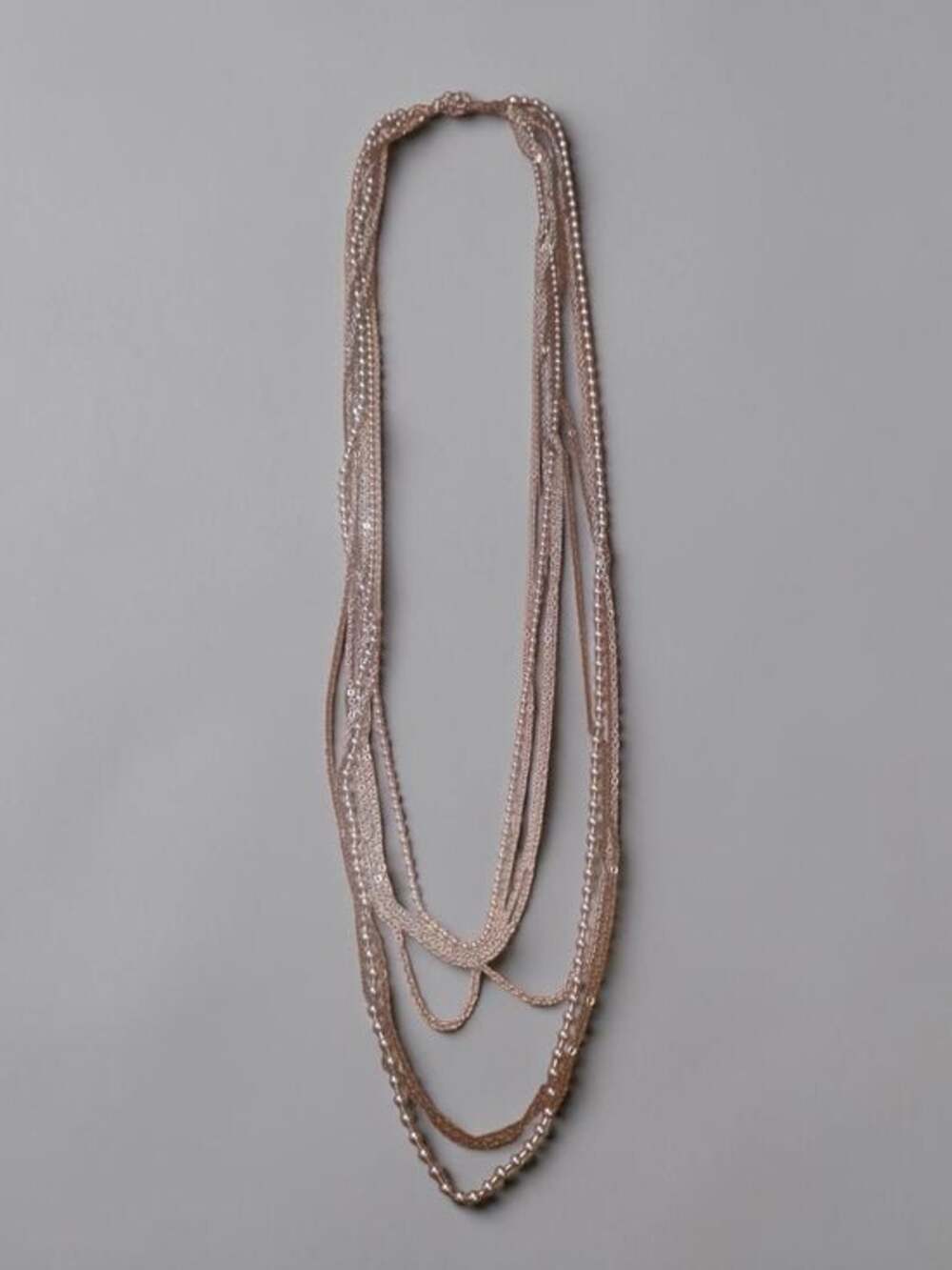 Chico's Silver Multi-Strand Beaded Layered Necklace